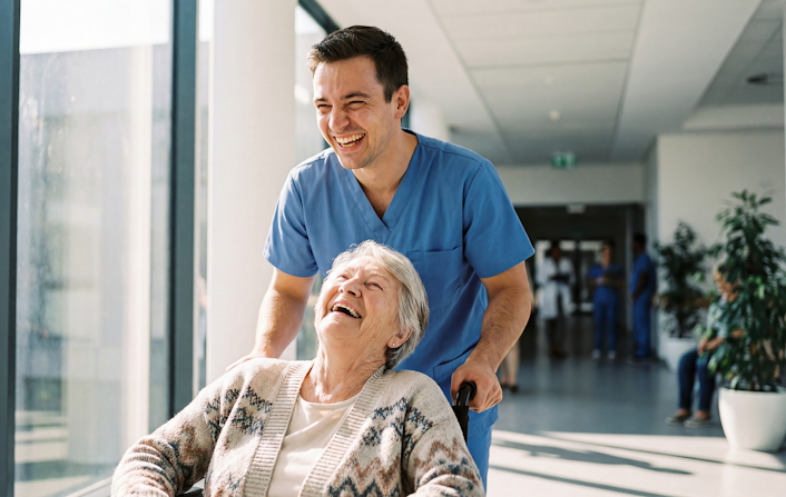 Pfleger mit Patientin