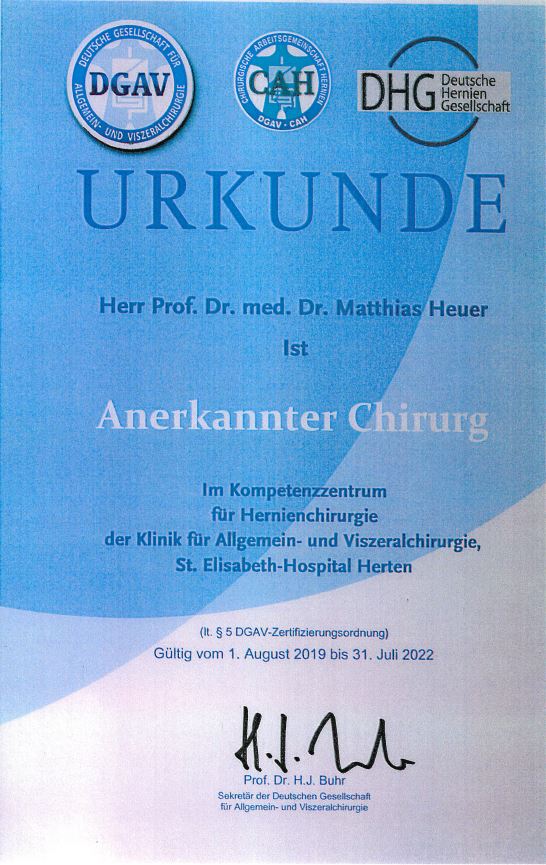 Anerkannter Chirurg Prof. Dr. med. Matthias Heuer